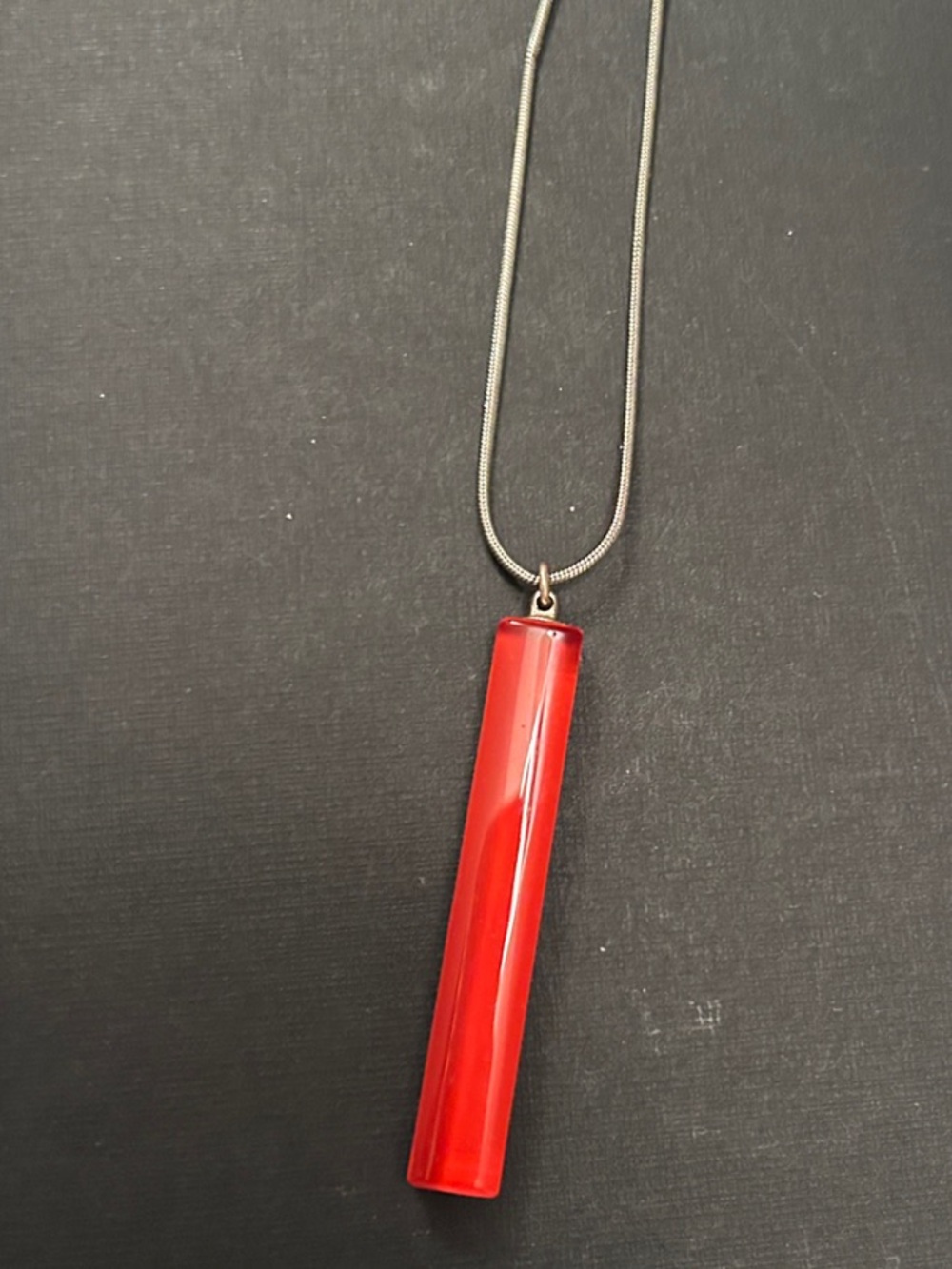 Red Glass Bar Pendant Necklace - Women Jewelry
